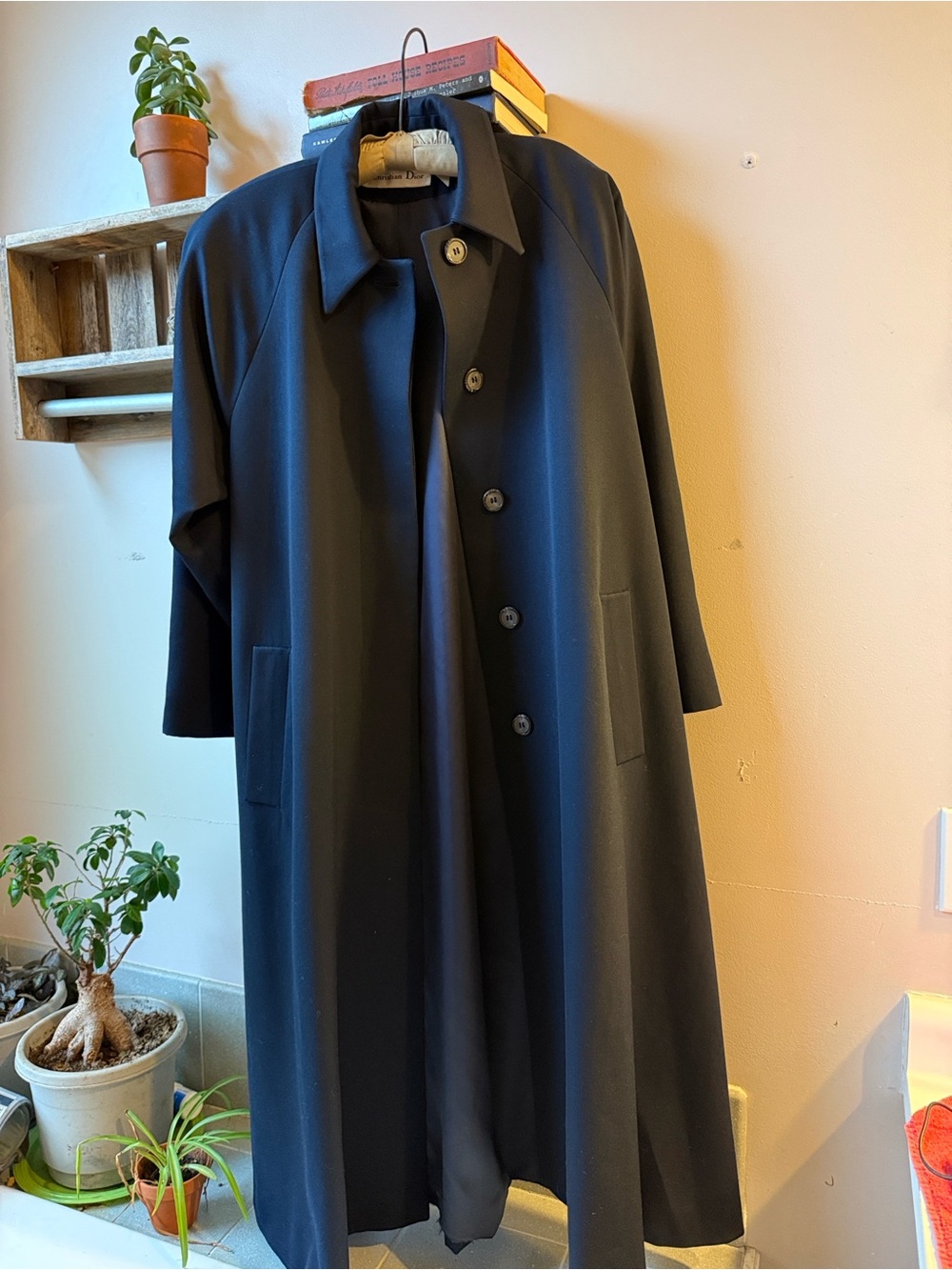 Vintage Christian Dior Navy Wool Trench Coat Sz 4 (Fits US 10 /12) - Picture 3 of 11